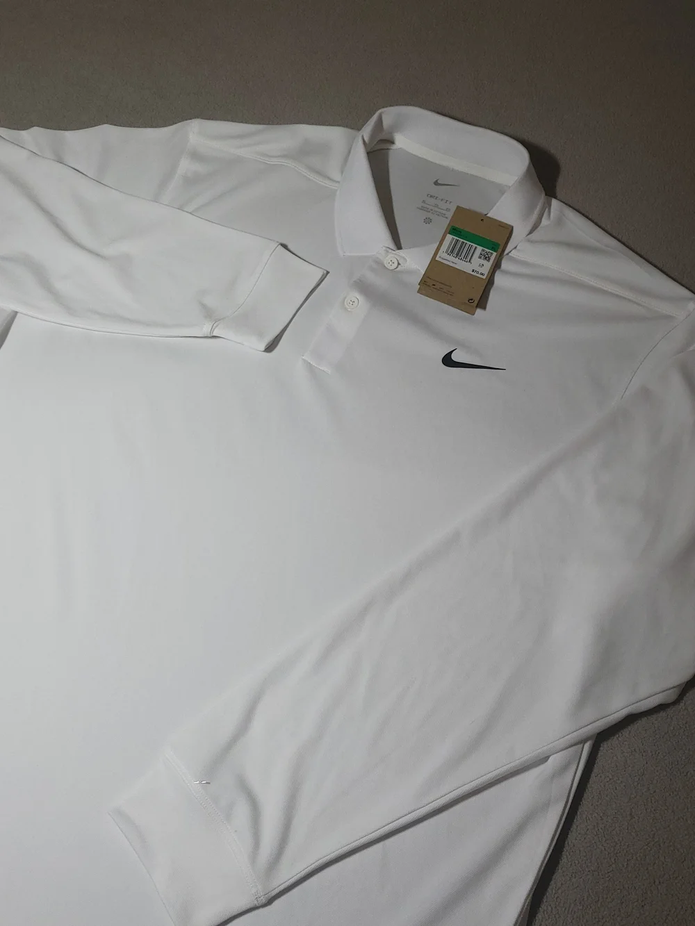 Nike Dri-FIT Victory Men's Long Sleeve Golf Polo Shirt White NWT XL DN2344-100